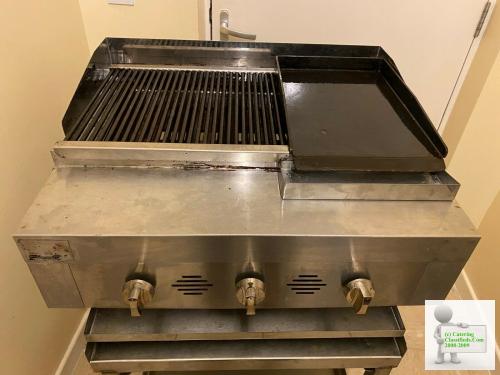 Commercial Grill 3 burners charcoal GAS with STAND