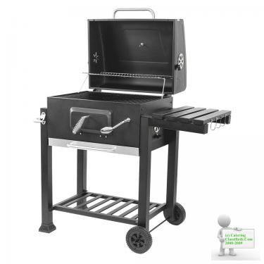 Garden Outdoor Charcoal Trolley BBQ Barbecue Cooking Food Anthracite Grill Wheel Portable