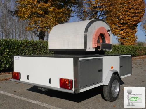 Wood/gas Pizza oven on trailer, Mobile, street food, Forno a legna/gas