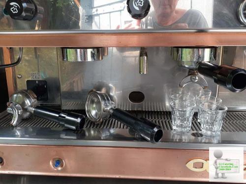 Piaggio Ape coffee van trailer Astoria 2 lever hand pumped coffee machine