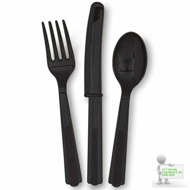 Plastic Cutlery Knife Fork Spoons BBQ Catering Events Party Tableware Colour Set