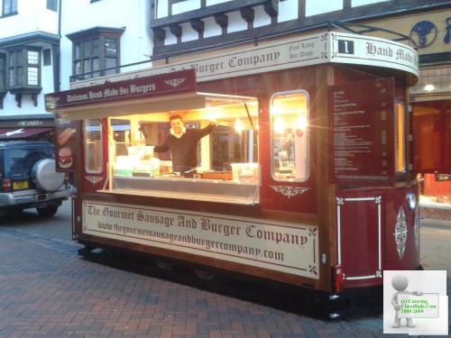 14 ft. x 7ft. Twin Axle 2500 Kg Tram Style Mobile Catering Trailer