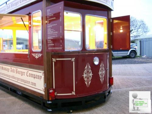 14 ft. x 7ft. Twin Axle 2500 Kg Tram Style Mobile Catering Trailer